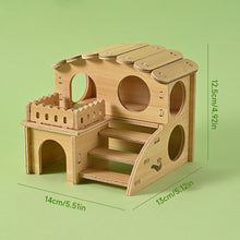 Load image into Gallery viewer, Wooden Hamster House Hideout Small Animal Hideaway Platform Ladder Climbing Toy Real Wood Cage Decor for Hamster Bird Parrot
