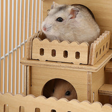 Load image into Gallery viewer, Wooden Hamster House Hideout Small Animal Hideaway Platform Ladder Climbing Toy Real Wood Cage Decor for Hamster Bird Parrot