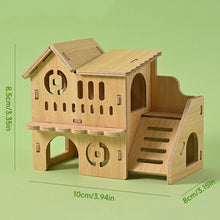 Load image into Gallery viewer, Wooden Hamster House Hideout Small Animal Hideaway Platform Ladder Climbing Toy Real Wood Cage Decor for Hamster Bird Parrot