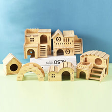 Load image into Gallery viewer, Wooden Hamster House Hideout Small Animal Hideaway Platform Ladder Climbing Toy Real Wood Cage Decor for Hamster Bird Parrot