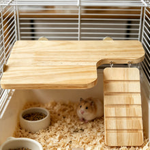 Load image into Gallery viewer, Wooden Hamster House Hideout Small Animal Hideaway Platform Ladder Climbing Toy Real Wood Cage Decor for Hamster Bird Parrot
