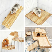 Load image into Gallery viewer, Wooden Hamster House Hideout Small Animal Hideaway Platform Ladder Climbing Toy Real Wood Cage Decor for Hamster Bird Parrot