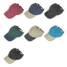 Load image into Gallery viewer, Women's Washed Cotton High Ponytail Baseball Cap UV Protection Hollow Back Outdoor Accessories Sports Sun Hat