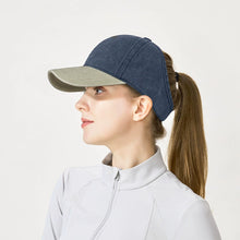Load image into Gallery viewer, Women's Washed Cotton High Ponytail Baseball Cap UV Protection Hollow Back Outdoor Accessories Sports Sun Hat