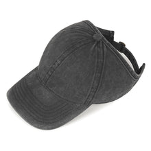 Load image into Gallery viewer, Women's Washed Cotton High Ponytail Baseball Cap UV Protection Hollow Back Outdoor Accessories Sports Sun Hat
