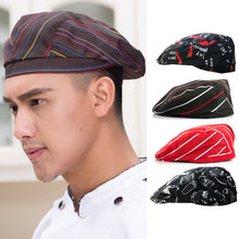 Load image into Gallery viewer, Men Women Cotton Blend Beret Cap Adjustable Chef Kitchen Work Hat Hotel Restaurant Baking Spring Summer Flat Brim Cap