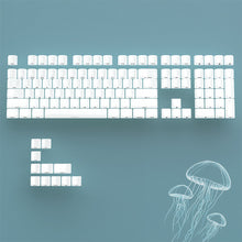 Load image into Gallery viewer, Foggy Transparent Crystal PC Keycaps MDA Height Creamy White Side Print RGB Backlit Keycaps 119 Keys for MX Switches Keyboard