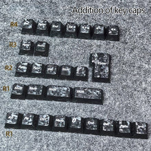 Load image into Gallery viewer, Carbon Fiber Pattern Transparent PC Keycaps 132 Keys OEM Height Side Print Transparent Keycaps for Mechanical Gaming Keyboard