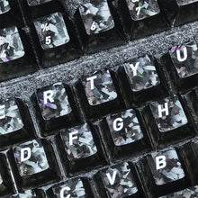 Load image into Gallery viewer, Carbon Fiber Pattern Transparent PC Keycaps 132 Keys OEM Height Side Print Transparent Keycaps for Mechanical Gaming Keyboard