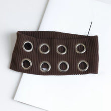 Load image into Gallery viewer, Punk Girl Fabric Hollow Elastic Headbands Metal Rock Personalized Hollow Eyelets Hair Band Casual Sports Grommet Headband