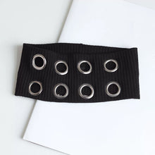 Load image into Gallery viewer, Punk Girl Fabric Hollow Elastic Headbands Metal Rock Personalized Hollow Eyelets Hair Band Casual Sports Grommet Headband