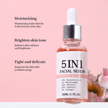 Load image into Gallery viewer, 5 In 1 Face Serum Anti-Wrinkle Brightening Vitamin C Niacinamide Hyaluronic Acid Moisturizing Firming Facial Skin Care Essence