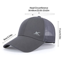 Load image into Gallery viewer, Men's Breathable Mesh Baseball Cap Adjustable Outdoor UV Protection Sun Hat Sports Casual Fishing Travel Cap