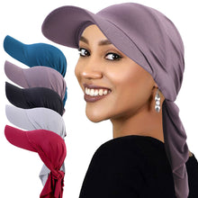 Load image into Gallery viewer, Ethnic Style Classic Solid Color Turban Hat Curved Brim Adjustable Baseball Cap Breathable Sunscreen Headscarf Hat