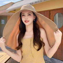 Load image into Gallery viewer, Large Brim Full Face Sun Protection Hat With Neck Shawl UV Protection Adjustable Summer Hat For Women Outdoor Beach Travel
