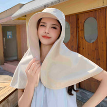Load image into Gallery viewer, Large Brim Full Face Sun Protection Hat With Neck Shawl UV Protection Adjustable Summer Hat For Women Outdoor Beach Travel