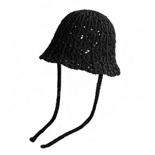 Load image into Gallery viewer, Japanese Style Hollow Out Knitted Lace Up Bucket Hat Summer Breathable Foldable Sun Hat For Women Outdoor Beach