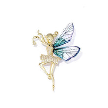 Load image into Gallery viewer, Dancing Girl Angel Wings Rhinestone Brooch Fashion Pearl Metal Lapel Pin Clothing Accessories For Women