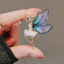 Load image into Gallery viewer, Dancing Girl Angel Wings Rhinestone Brooch Fashion Pearl Metal Lapel Pin Clothing Accessories For Women