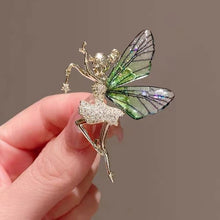 Load image into Gallery viewer, Dancing Girl Angel Wings Rhinestone Brooch Fashion Pearl Metal Lapel Pin Clothing Accessories For Women