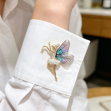 Load image into Gallery viewer, Dancing Girl Angel Wings Rhinestone Brooch Fashion Pearl Metal Lapel Pin Clothing Accessories For Women