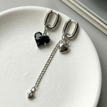 Load image into Gallery viewer, Titanium Steel Asymmetrical Heart Zircon Long Tassel Dangle Earrings Minimal Elegant Fashion Women Daily Party Jewelry Gift