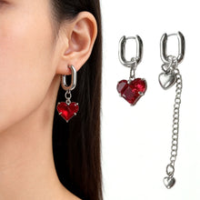 Load image into Gallery viewer, Titanium Steel Asymmetrical Heart Zircon Long Tassel Dangle Earrings Minimal Elegant Fashion Women Daily Party Jewelry Gift