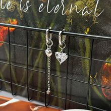 Load image into Gallery viewer, Titanium Steel Asymmetrical Heart Zircon Long Tassel Dangle Earrings Minimal Elegant Fashion Women Daily Party Jewelry Gift