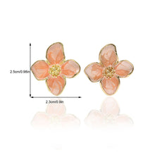 Load image into Gallery viewer, Alloy Metal Four Leaf Clover Drip Oil Stud Earrings 3D Roselle Flower Fashion Women Wedding Party Jewelry