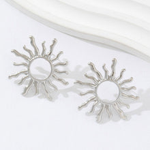 Load image into Gallery viewer, Electroplated Zinc Alloy Gold Sun Flower Earrings Vintage Punk Geometric Women Party Wedding Fashion Jewelry