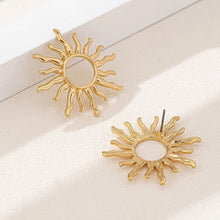Load image into Gallery viewer, Electroplated Zinc Alloy Gold Sun Flower Earrings Vintage Punk Geometric Women Party Wedding Fashion Jewelry