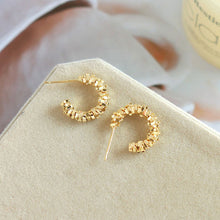 Load image into Gallery viewer, Electroplated Copper Broken Silver Style Irregular C Shape Earrings Women Fashion Elegant Daily Party Premium Jewelry