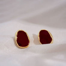 Load image into Gallery viewer, New Alloy Black Wine Red Irregular Geometry Stud Earrings Vintage Korean Aesthetic Women Daily Wedding Jewelry