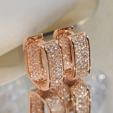 Load image into Gallery viewer, Copper Gold Geometric Square Hoop Earrings Women Full Cubic Zircon Luxury Bridal Wedding Party Daily Jewelry