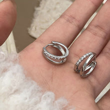 Load image into Gallery viewer, Premium Copper Double Layer Hoop Earrings Women Cubic Zircon Geometric Cartilage Piercing Ear Clips Luxury Jewelry