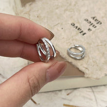Load image into Gallery viewer, Premium Copper Double Layer Hoop Earrings Women Cubic Zircon Geometric Cartilage Piercing Ear Clips Luxury Jewelry