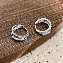 Load image into Gallery viewer, Premium Copper Double Layer Hoop Earrings Women Cubic Zircon Geometric Cartilage Piercing Ear Clips Luxury Jewelry