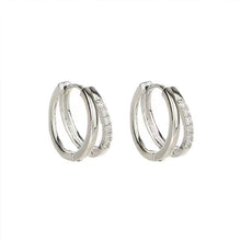 Load image into Gallery viewer, Premium Copper Double Layer Hoop Earrings Women Cubic Zircon Geometric Cartilage Piercing Ear Clips Luxury Jewelry