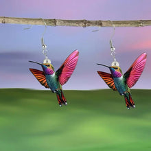 Load image into Gallery viewer, Retro Colorful Hummingbird Acrylic Earrings Cute Animal Stud Drop Dangle Earrings Women Fashion Jewelry Festival Gifts