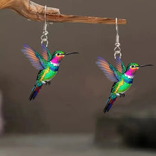 Load image into Gallery viewer, Retro Colorful Hummingbird Acrylic Earrings Cute Animal Stud Drop Dangle Earrings Women Fashion Jewelry Festival Gifts