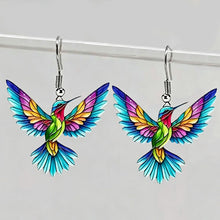 Load image into Gallery viewer, Retro Colorful Hummingbird Acrylic Earrings Cute Animal Stud Drop Dangle Earrings Women Fashion Jewelry Festival Gifts