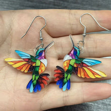 Load image into Gallery viewer, Retro Colorful Hummingbird Acrylic Earrings Cute Animal Stud Drop Dangle Earrings Women Fashion Jewelry Festival Gifts