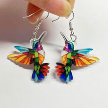 Load image into Gallery viewer, Retro Colorful Hummingbird Acrylic Earrings Cute Animal Stud Drop Dangle Earrings Women Fashion Jewelry Festival Gifts