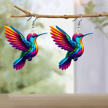 Load image into Gallery viewer, Retro Colorful Hummingbird Acrylic Earrings Cute Animal Stud Drop Dangle Earrings Women Fashion Jewelry Festival Gifts