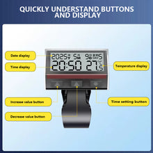 Load image into Gallery viewer, Motorcycle Solar Powered Multi-Function Digital Clock Touch Button Thermometer Calendar Waterproof for Bike Car E-Bike Accessory
