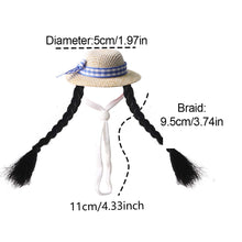 Load image into Gallery viewer, Small Pet Straw Hat with Braids Adjustable Cap for Hamster Budgie Cockatiel Cute Photo Prop Animal Costume for Creative Videos