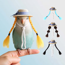 Load image into Gallery viewer, Small Pet Straw Hat with Braids Adjustable Cap for Hamster Budgie Cockatiel Cute Photo Prop Animal Costume for Creative Videos