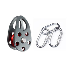 Load image into Gallery viewer, 22KN Aluminum Side Plate Single Pulley High Load Capacity Fixed Roller Bearing for Outdoor Climbing Rigging Lifting Transport