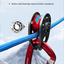 Load image into Gallery viewer, 22KN Aluminum Side Plate Single Pulley High Load Capacity Fixed Roller Bearing for Outdoor Climbing Rigging Lifting Transport