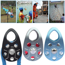 Load image into Gallery viewer, 22KN Aluminum Side Plate Single Pulley High Load Capacity Fixed Roller Bearing for Outdoor Climbing Rigging Lifting Transport